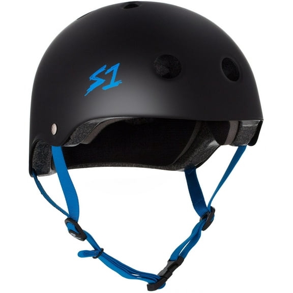 S1 Lifer Helmet - Black Matte with Cyan Straps