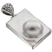 White Oyster Blister Cultured Pearl 925 Sterling Silver Pendant, 1 9/16"