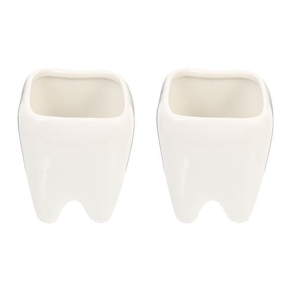 2 Pcs Succulents Tooth White Porcelain Planter Shelf Decoration
