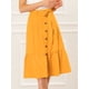 thumbnail image 3 of Falda A Media Pierna Allegra K Con Volantes De Gasa Con Cinturón Y Cintura Alta Vintage Amarillo L, 3 of 6