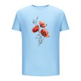 thumbnail image 4 of Dagegui Men's Short Sleeve Shirts Trendy Flower Graphic T-Shirts Summer Crewneck Pullover Top Big and Tall Running Athletic Shirt Tees Light Blue 3XL, 4 of 4