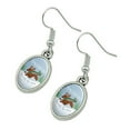 thumbnail image 2 of Dachshund Dashing Through the Snow Winter Christmas Novelty Dangling Drop Oval Charm Earrings, 2 of 3