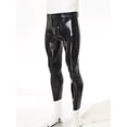 thumbnail image 3 of Sxiwei Men's Wet Look Leggings Faux Leather Tight Pants Stretchy Shiny Running Trousers Clubwear Black L, 3 of 7