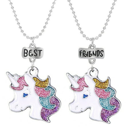 TURNTABLE LAB 2Pcs\/Set New Arrive Bff My Little Rainbow Unicorn Pendant Necklace Best Friends Bff Sisters Chain Necklace Jewelry Gifts For Friends Sisters (Best Friends Little Sister)