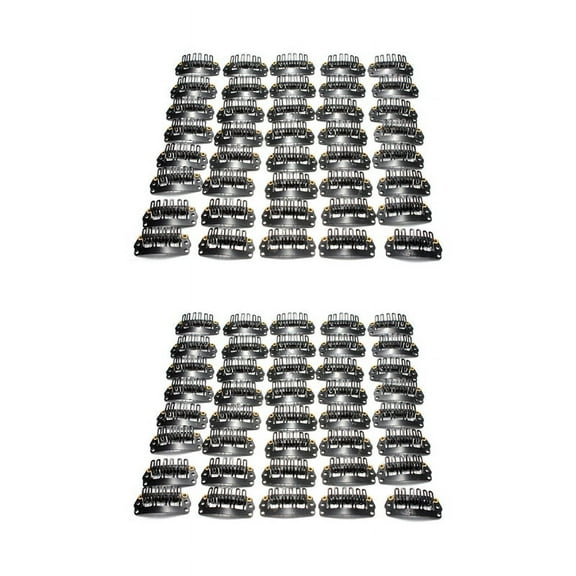 80Pcs U-Shaped Clamp for Hair Extensions Wig Clips DIY Comb Black Frame
