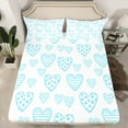 thumbnail image 2 of Feelyou Blue Love Heart Queen Sheet Sets for Kid, Stripes Dots Flat Sheet, Princess Style Queen Fitted Sheet, Ultra Soft Home Decor, 4 Pieces, 2 of 7