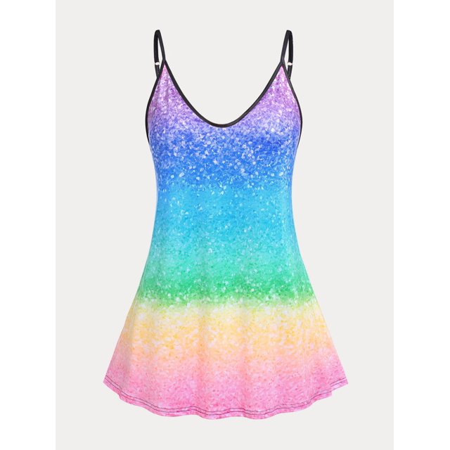 Camisola Talla Extra Color Ombre Rosegal Camisetas sin mangas de talla grande