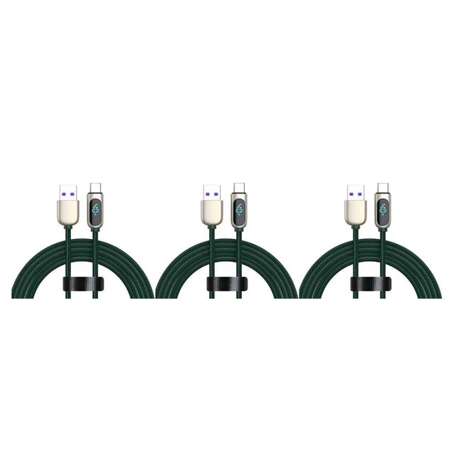 Seitruly Cable de datos 5A Pantalla digital de 1,2 m 480Mbps Transmisión rápida Carga rápida Tejido de nylon Cable de reemplazo Verde 40W Type1 NO1