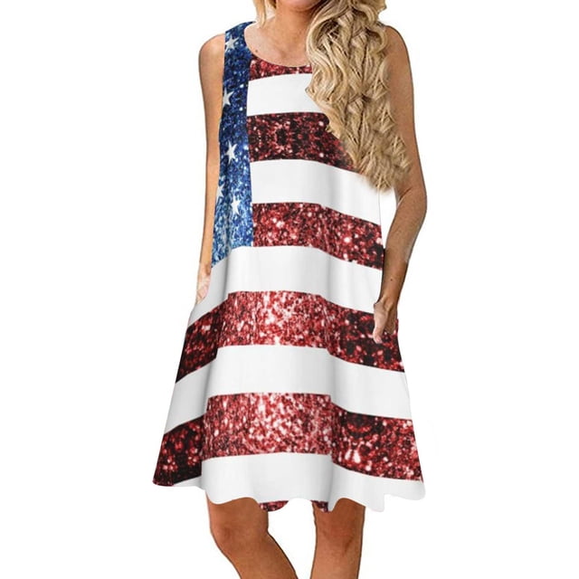 EQWLJWE Robes pour Femmes Robes pour Femmes 2023 Femmes Indépendant Col Rond Robe à Manches Courtes Impression Numérique Ample Jupe Trapèze