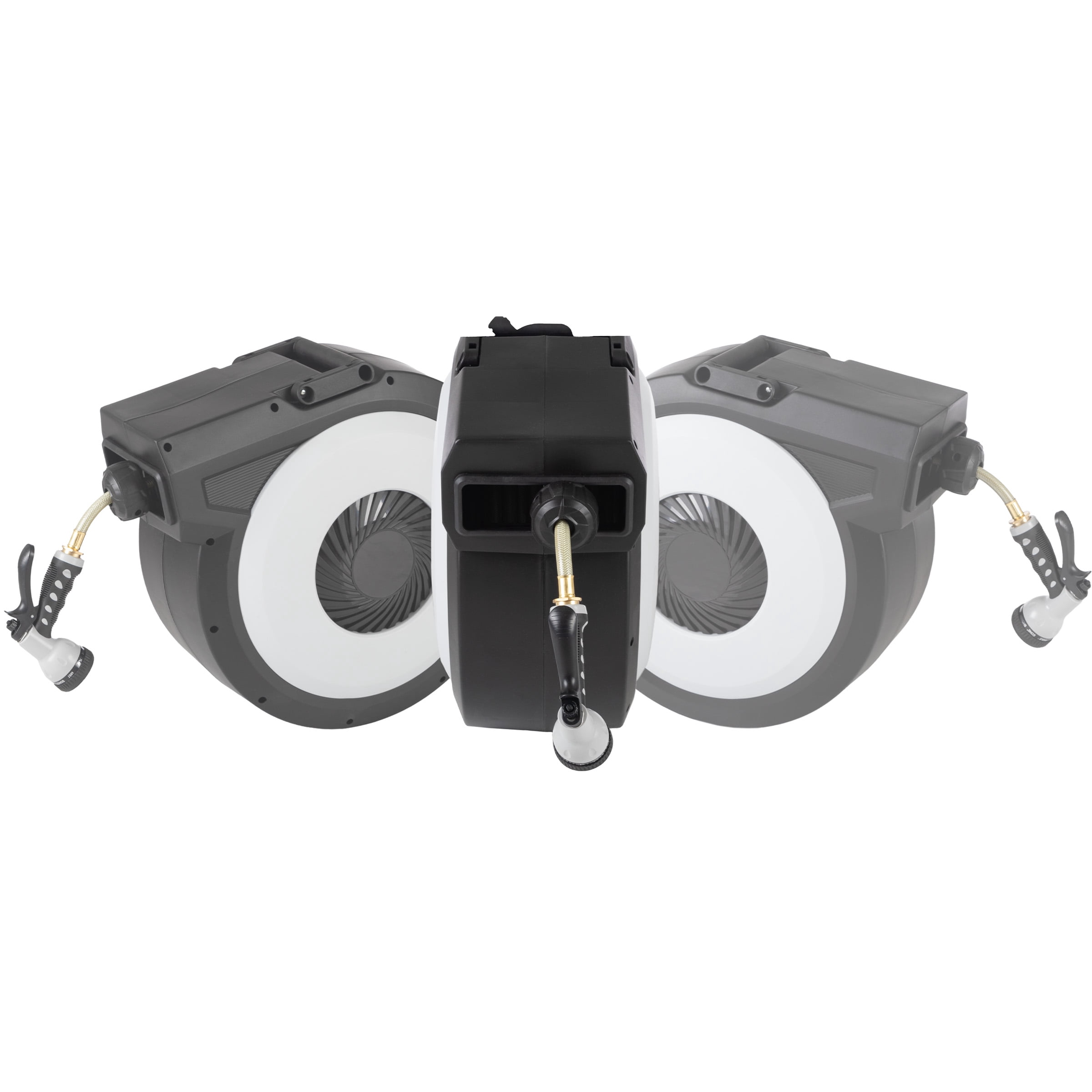 Pure Garden 124 FT Retractable Hose with Wall Reel and 9 Nozzle Patterns