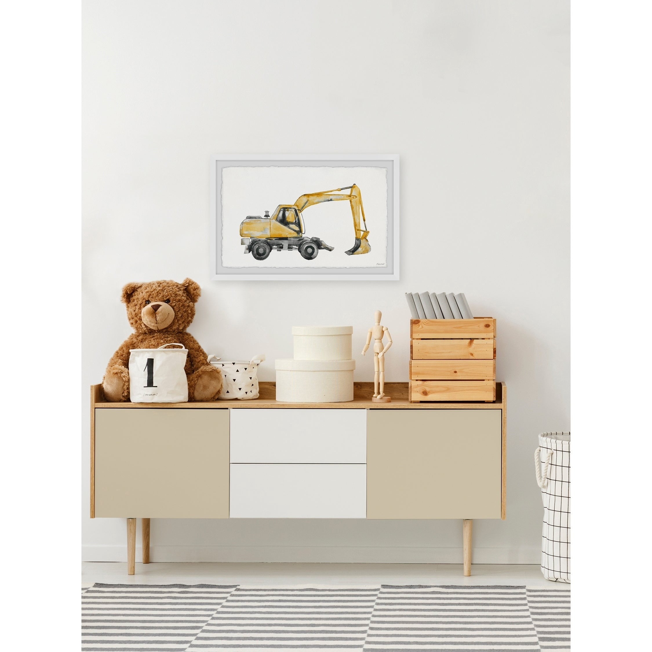 Marmont Hill Wheeled Excavator Framed Wall Art, 12" x 18"