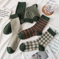 thumbnail image 2 of 5 Pairs Vintage Cotton Womens Cute Crew Socks - Fall Aesthetic Long Preppy Ankle Socks, 2 of 7