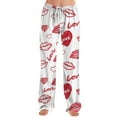 thumbnail image 4 of FrzhBrz Womens Cute Pajama Pants Valentines Day Polka Dot Stretchy Wide Leg Drawstring Lounge Sleep Pj Bottoms with Pockets, 4 of 7