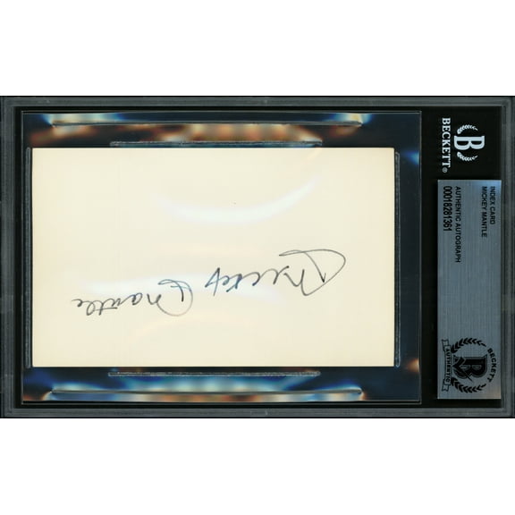 Mickey Mantle Autographed 3x5 Index Card New York Yankees Beckett BAS #18281361