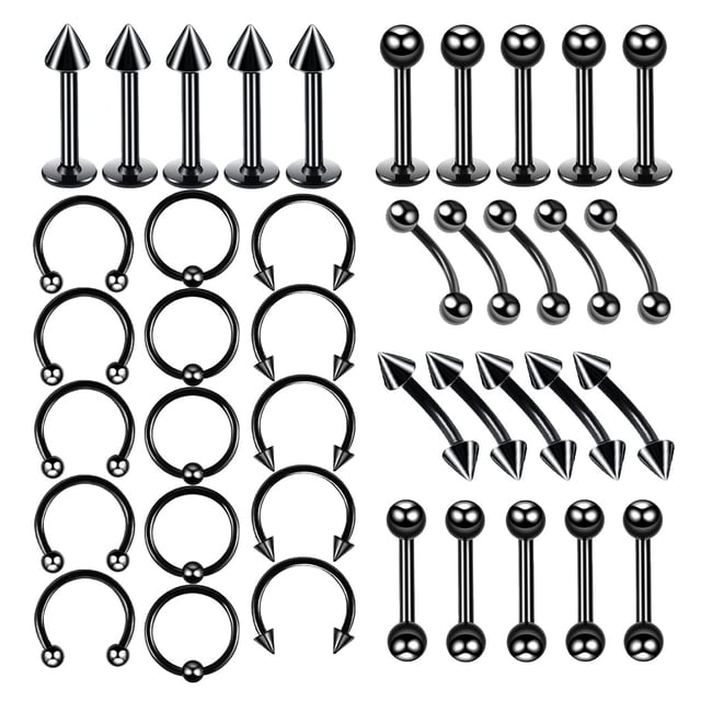 40pz Acero Inoxidable Simple Circón Joyería de Piercing del Clavo para Nariz Labio Ceja Ombligo - 6mm Sunnimix Joyas para piercing en el cuerpo