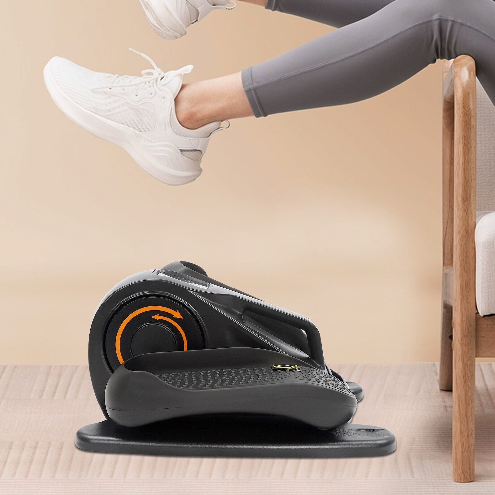 Motorized Elliptical Trainer for Home Use - Compact, Adjustable Speed & Direction, Remote Control, and Non-Slip Pedals