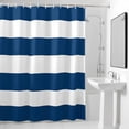 thumbnail image 4 of Classical Stripe Fabric Shower Curtain Navy Blue Washable Shower Curtains for Bathroom, Waterproof Bath Curtain with Hooks Home Decor 72x72in, 4 of 8