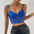 thumbnail image 4 of Olyvenn Summer Womens Sling Shapewear Crop Top Sales Backless Lace Perspective Shirts Trendy Halter Cami Seamless Body Shaper Slimming Cami Bodysuit Sport Sleeveless Corset Tube Bra Tanks Blue 2, 4 of 7