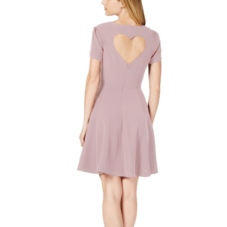 strapless open back dress Embellished Corset Dress Covered with Lace with Heart Cutout Xs / Beige + Fuchsia