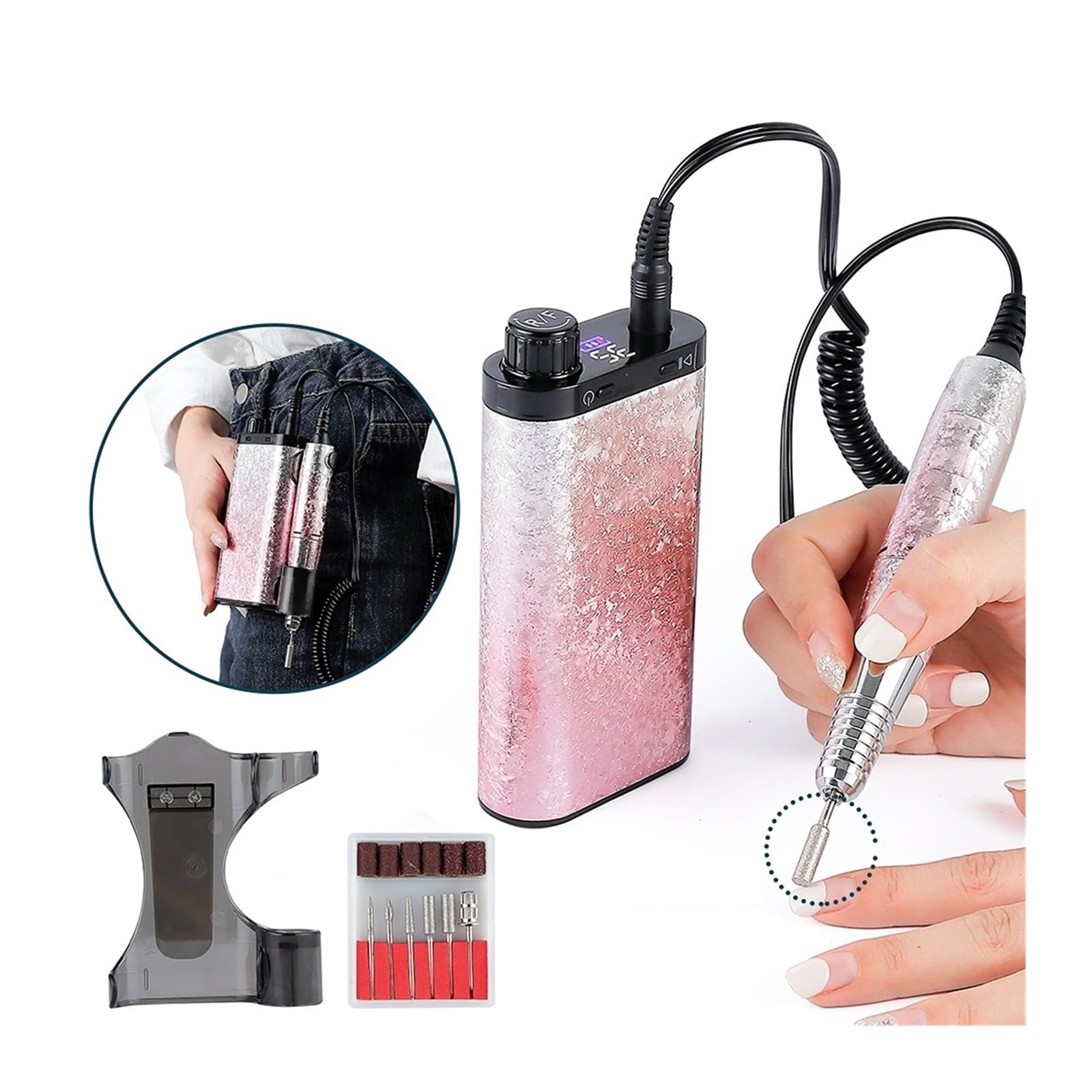 Electric Nail Drill Machine, 35000RPM Manicure Milling Cutter Set, Nail Files Drill Bits, Fast Nail Polish Removal Tool ,Low Noise