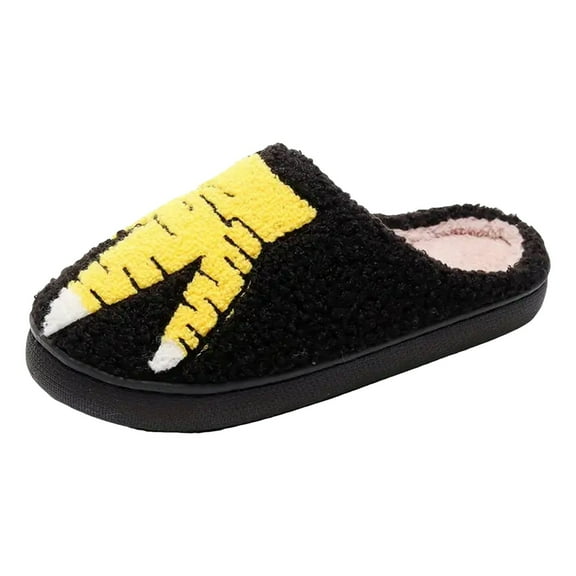 Zshosam Men House Warm Slip Soft Plush Flop Slippers Flip On Shoes Slippers Men's Slipper Mens Slippers(Black,44)