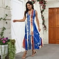 thumbnail image 4 of Women's Stylish V-Neck Sleeveless Dress Independence Day Themed Print, Casual Long Sundress for Beachwear and Holiday Celebrations,Blue 2XL, 4 of 5
