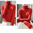 thumbnail image 6 of NMMUED Turtleneck Sweater Women Pullover Sweaters for Women Knit Sweater for Women Fitted Sweaters for Women, Red XL, 6 of 6