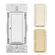 Eaton Wi-Fi Smart 15-amp Single-pole/3-way Smart Push Light Switch, White/Light Almond/Ivory, WFSW15-C2-BX-LW