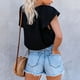 thumbnail image 4 of Puntoco Moda Mujer Casual Cuello en V Sólido Corto Volantes Manga Camiseta tops Blusa Puntoco Puntoco-4760, 4 of 9