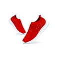 thumbnail image 3 of Daeful Women Sneakers Knit Upper Flats Rhinestone Casual Shoes Travel Fashion Mesh Slip On Sock Sneaker Red 4.5, 3 of 7
