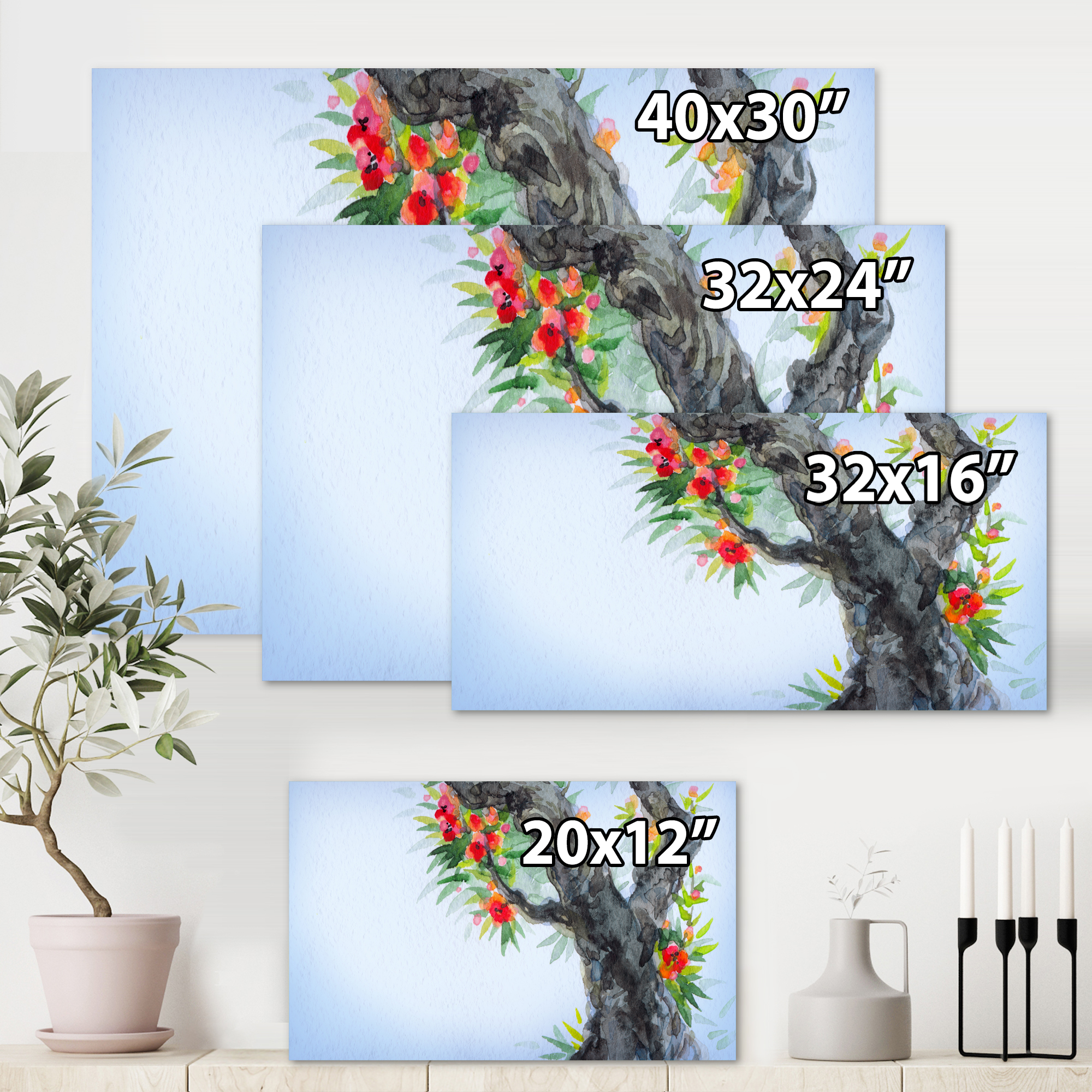 Designart ' Blooming Flowers Of An Old Tree In Spring I ' Traditional Canvas Wall Art Print
