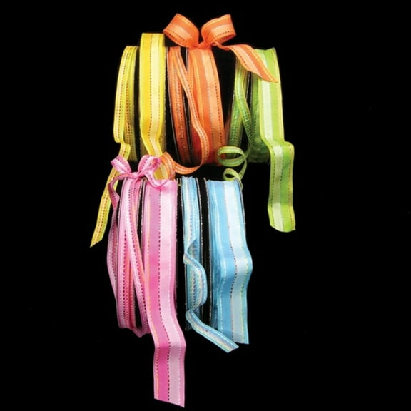 The Ribbon People Orange Woven Lines Wired Craft Ribbon 0.375" x 132 Yards