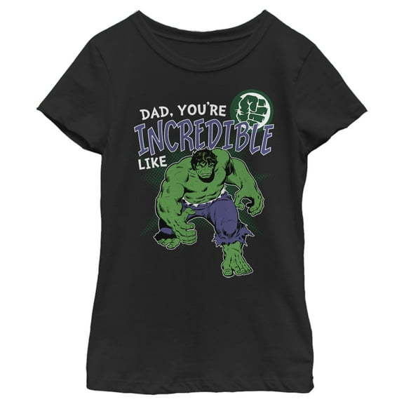Girl's Marvel Dad Incredible Like Hulk  Graphic Tee Black X Small