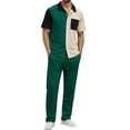 thumbnail image 2 of MHOSTAFH Men 2 Piece Summer Sets Short Sleeve Button Down Shirt and Long Pant Set Spring Casual Tracksuit for Men, 2 of 9