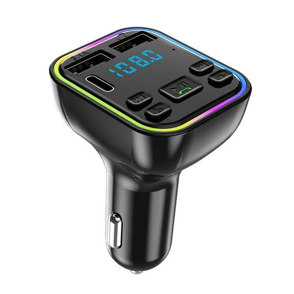 Car FM Transmitter with Detachable BT Earbud | Dual USB   PD, TF Music | Hands-Free Calls, 12 V