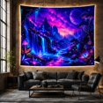 thumbnail image 6 of Cosmic Fantasy Landscape with Glowing Waterfall and Mushrooms Mystical Psychedelic for Space Lovers Celestial Wall Decor Halloween Gift Tapestry Wall Hanging for Bedroom Living Room Dorm, 6 of 7