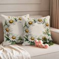 thumbnail image 2 of Spring Pastoral Pillow Covers 2 Pack White Circle Flower Linen Texture Pillowcase Waterproof Outdoor Throw Pillow Cover for Patio Garden Square Cushion 26”x26”, 2 of 9