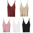 thumbnail image 2 of OOKWE Women Sexy Sleeveless Crop Tank Top Ribbed Knitted Spaghetti Strap Camisole Deep V-Neck Solid Color Basic Elastic Slim Sling Vest, 2 of 18