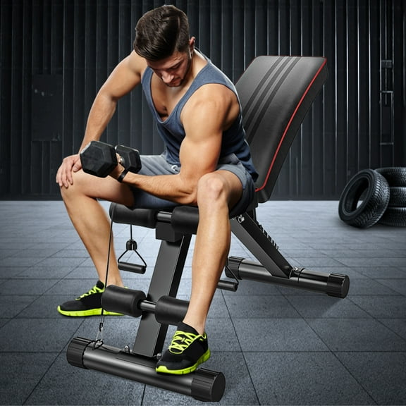 Dripexfitness Fitness Workout Bench Weight Lifting Sit-up Multi-use Exercise Bench Flat Incline Decline Bench Press for Home Gym Training, 6 Backrest Positions & 4 Seat Positions