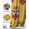 thumbnail image 3 of Chinese Wind Blackout Curtains for Bedroom Living Room Darkening Curtains 84 Inch Length 2 Panels Set New Year Painting Lion Dance Yellow Window Curtain Window Treatment Grommet Drapes 42"x84", 3 of 9