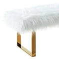 thumbnail image 3 of Armen Living Zinna Contemporary Bench in White Fur and Gold Stainless Steel Finish, 3 of 3