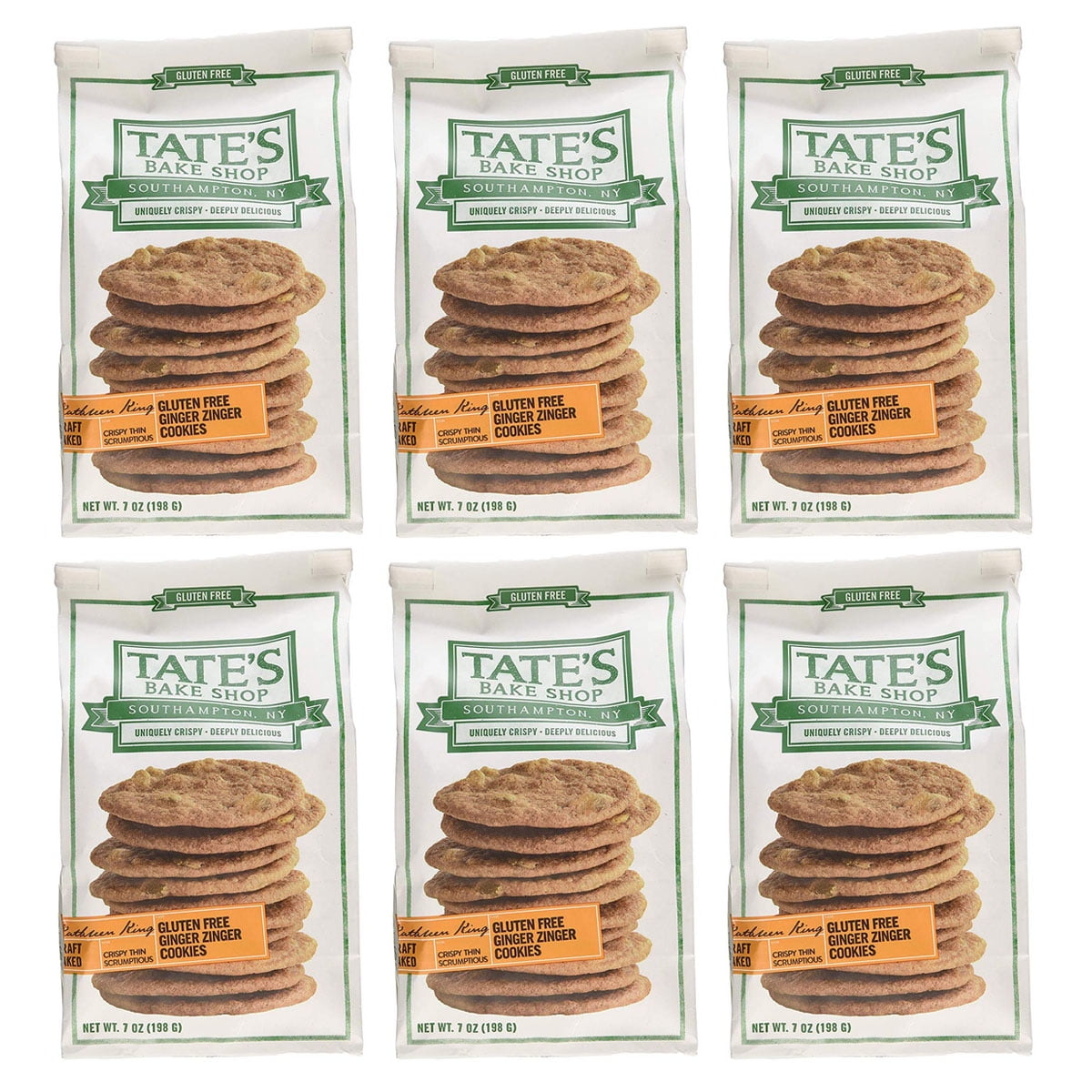 Tates Bake Shop Ginger Zinger Gluten Free Cookies, 7 OZ (Pack of 6