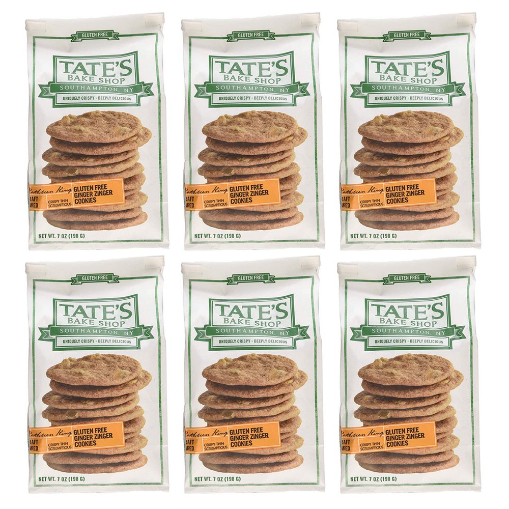 Tates Bake Shop Ginger Zinger Gluten Free Cookies, 7 OZ (Pack of 6