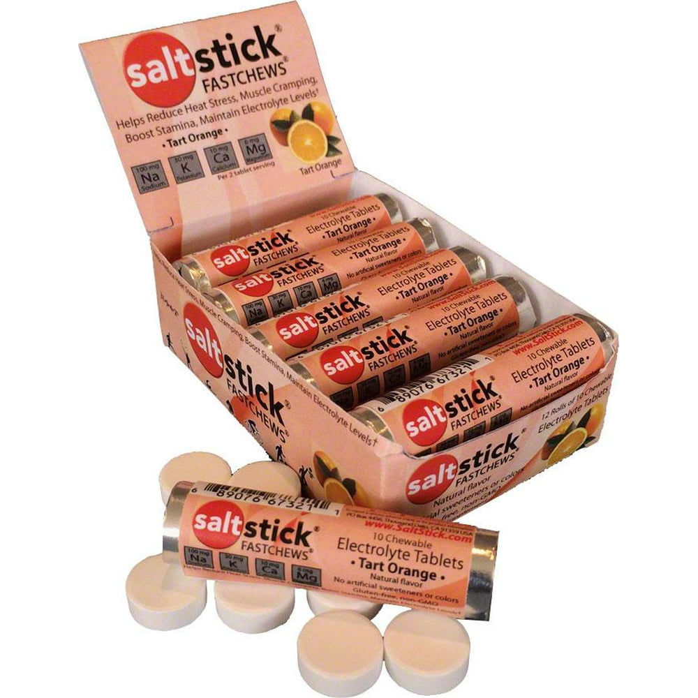 Saltstick Fastchews Electrolyte Chewable Tablets, Orange, Pack of 12
