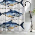 thumbnail image 2 of Blue Tuna Oil Painting Fabric Shower Curtain Wood Grain Washable Shower Curtains for Bathroom, Waterproof Bath Curtain with Hooks Home Decor 72x84in, 2 of 8