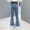 thumbnail image 6 of Cethrio Girls Denim Pants, Elastic Waist Fashion Casual Stretchy Flare Jeans with Pockets Blue Size 10-12, 6 of 6