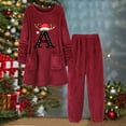 thumbnail image 2 of Riecok Pajama Sets for Women 2 Piece Christmas Crewneck Loungewear Set Long Sleeve Tops and Pants Solid Warm Fuzzy Sleepwear, 2 of 3