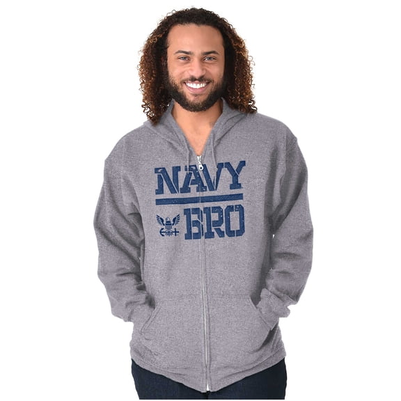 US Navy Bro Military Anchor Logo Men Big & Tall Zip Hoodie Brisco Brands 2X