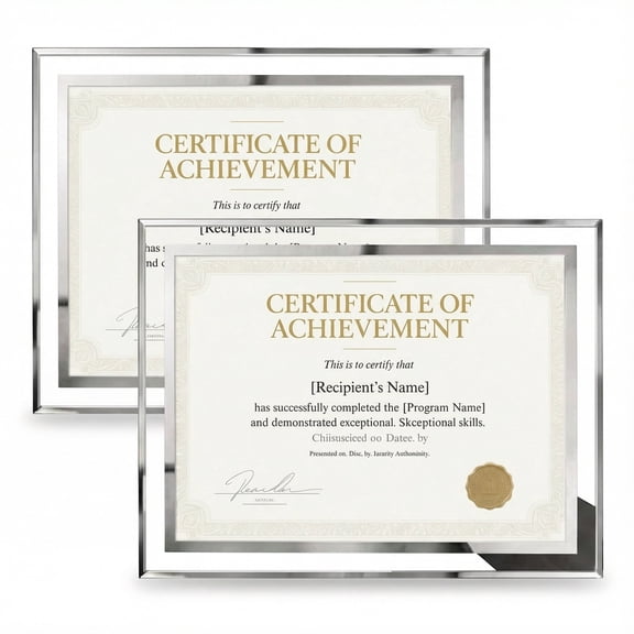 2-Pack 8.5x11 Glass Document & Certificate Frames for Tabletop