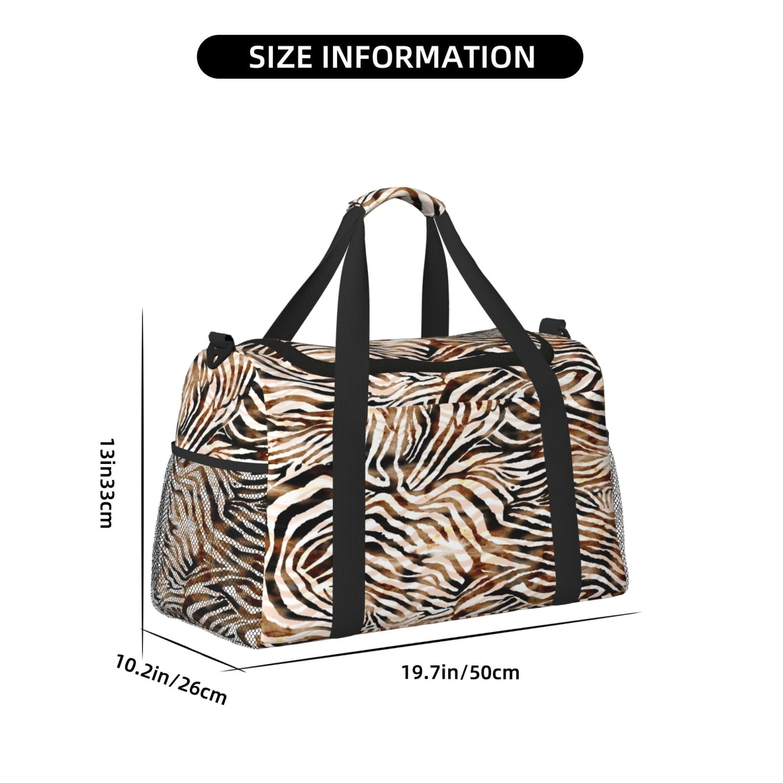 Fuzoiu Watercolor Zebra Print Travel Duffle Bag,Carry On Tote Bags,Duffel Bag,Sport Gym Bag, Hospital Bag for Labor and Delivery, Overnight Bag,Luggage Bag